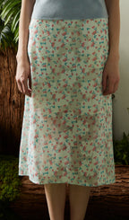 Floral Print Split Midi Skirt