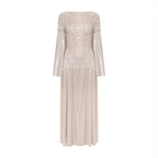 Metallic Elasticated Gathers Maxi Dress（Final Sale）