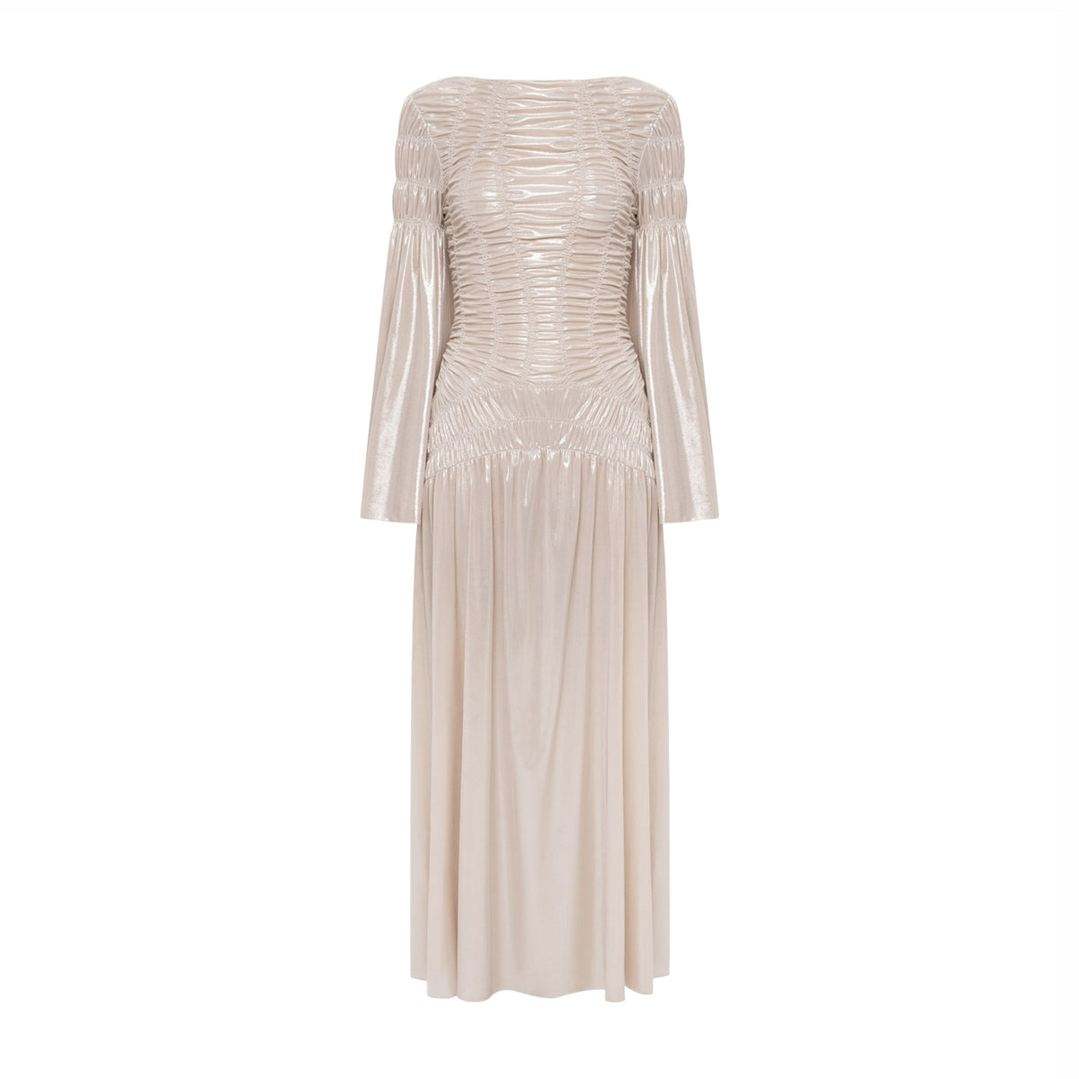 Metallic Elasticated Gathers Maxi Dress（Final Sale）