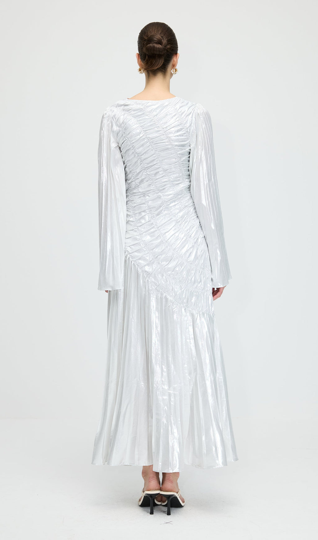 Metallic Long Sleeve Maxi Dress