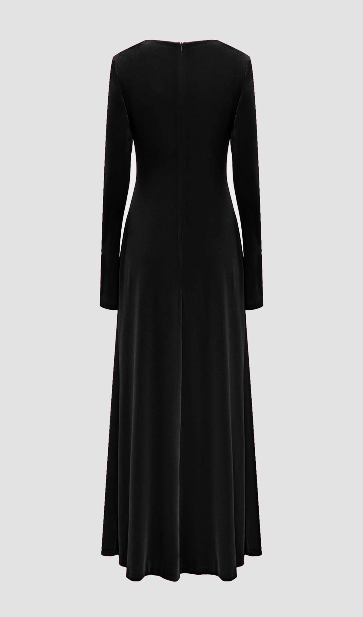 Long Sleeved Gathers  Maxi Dress Black