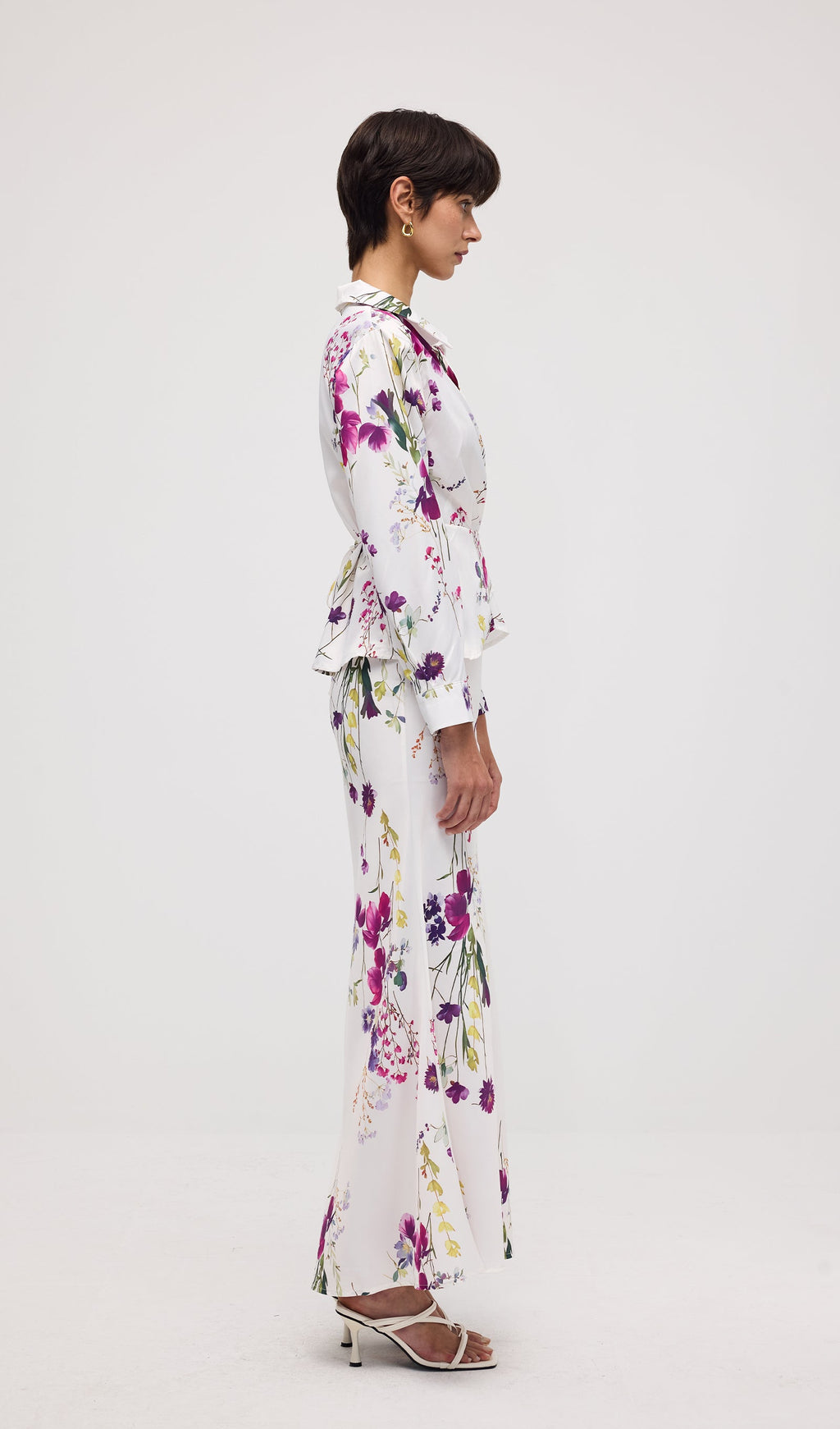 Floral Print Satin Maxi Skirt Two Piece Sets
