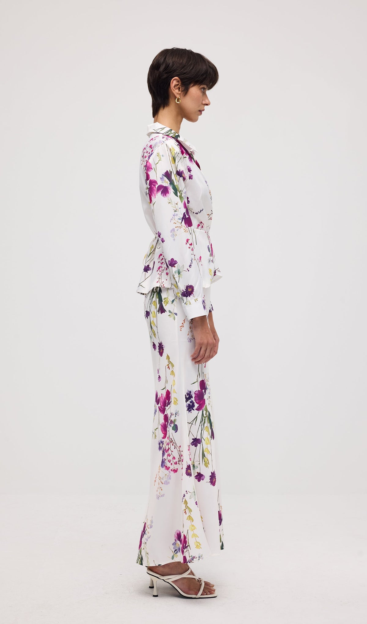 Floral Print Satin Maxi Skirt Two Piece Sets