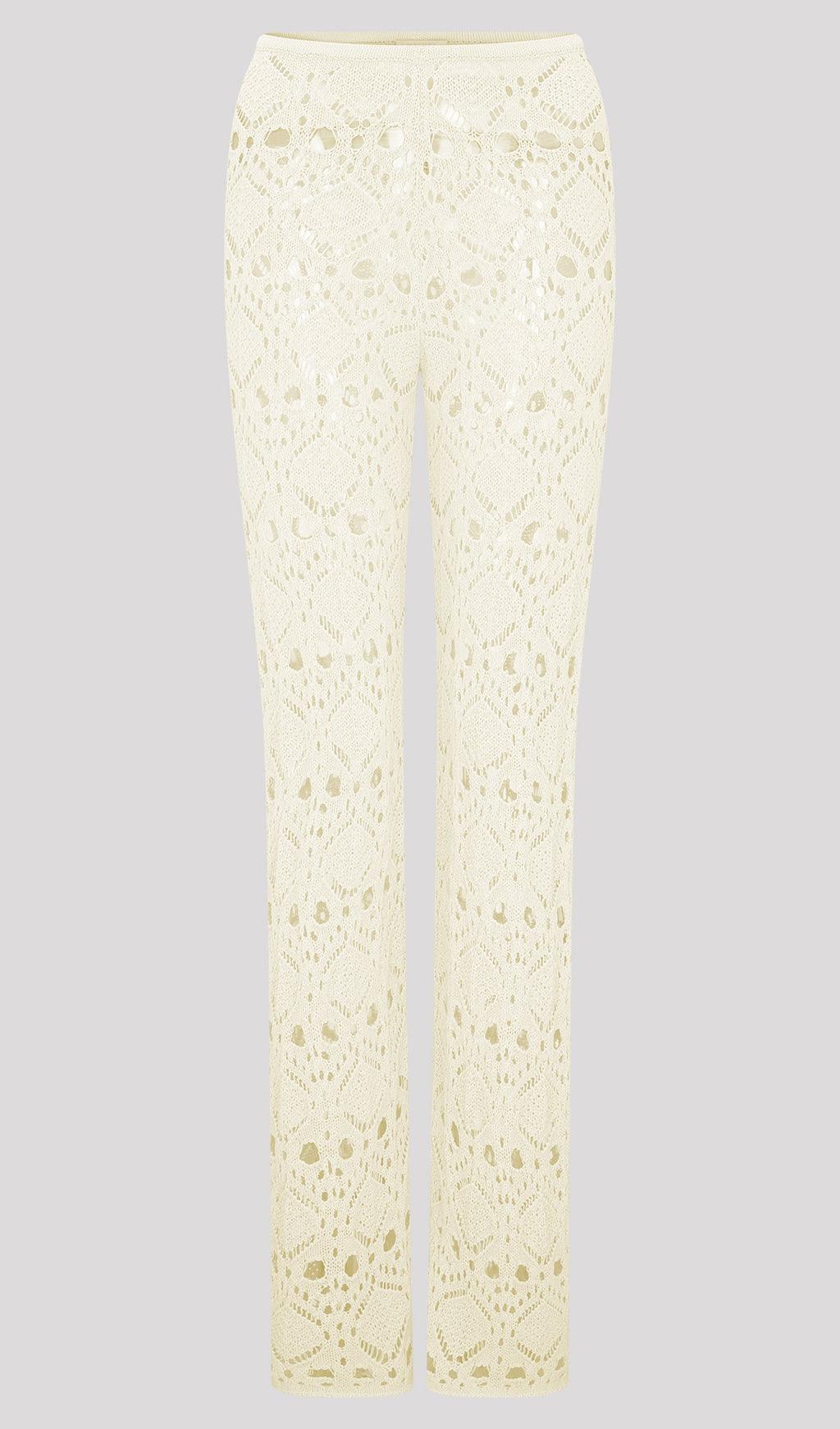 Bandage Knit Top & Crochet Knit Pants In Ivory