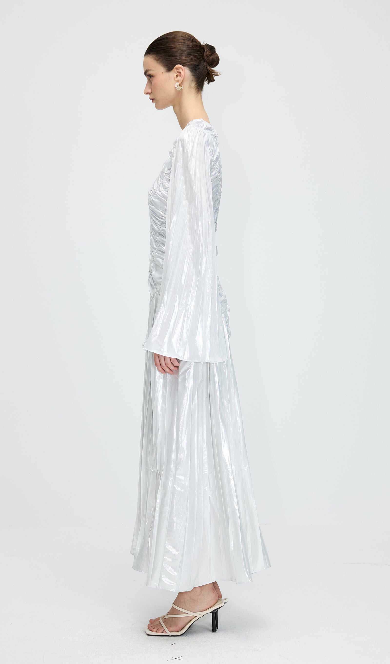Metallic Long Sleeve Maxi Dress