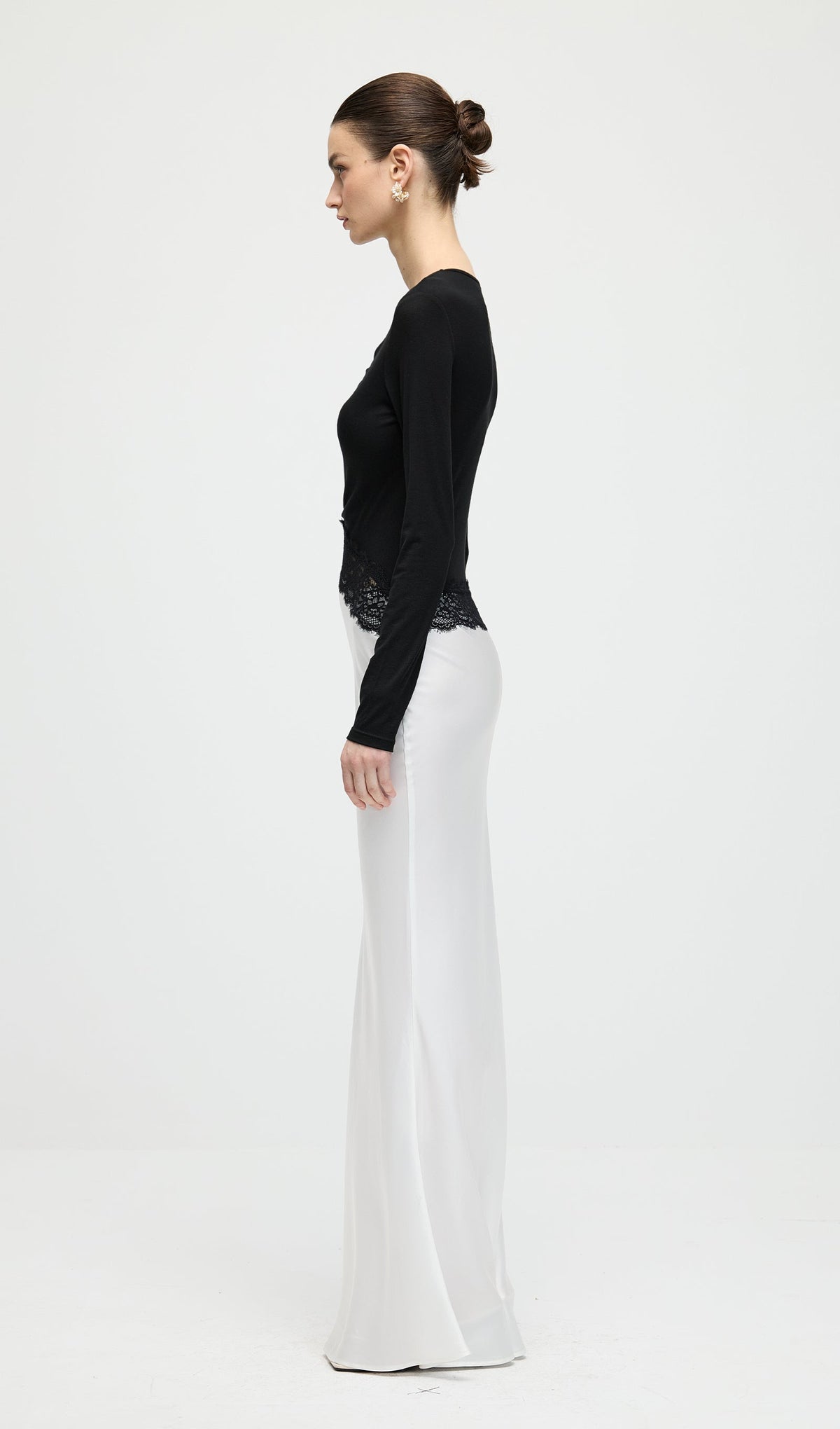 Open Twist Lace Maxi Dress In Black & White