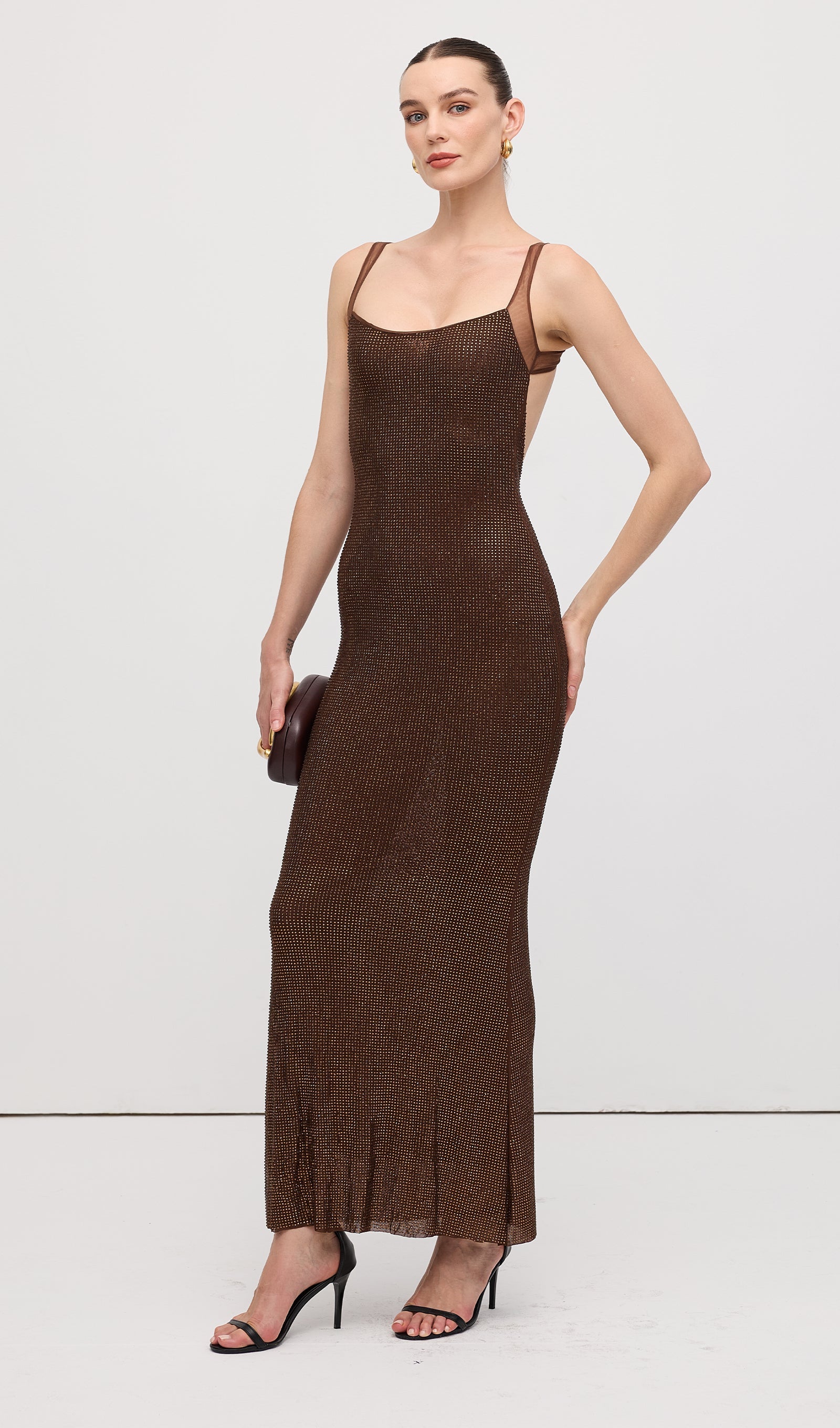 Hot Fix With Mesh Back Maxi Dress