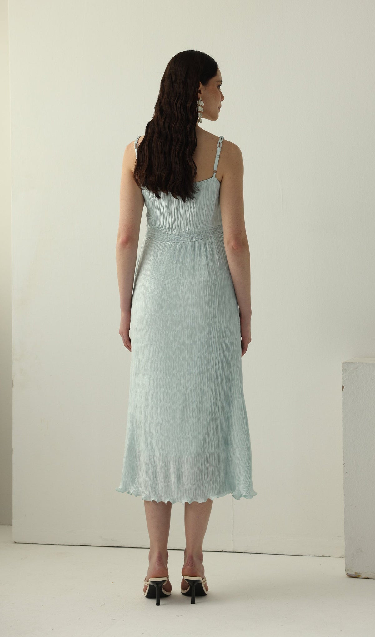 Solid Texture Slip Midi Dress