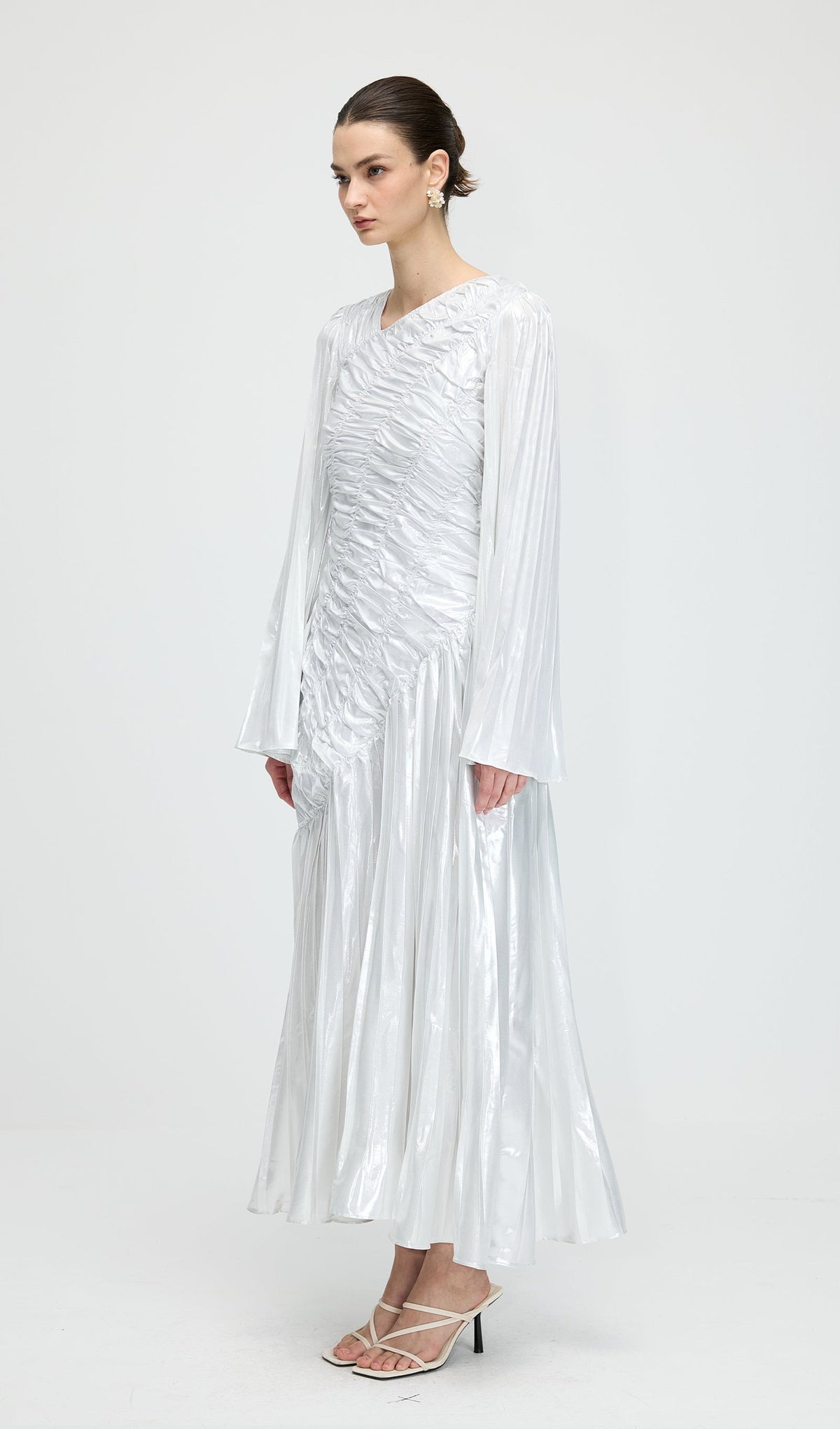 Metallic Long Sleeve Maxi Dress
