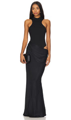 Hollow Out Maxi Dress-Black