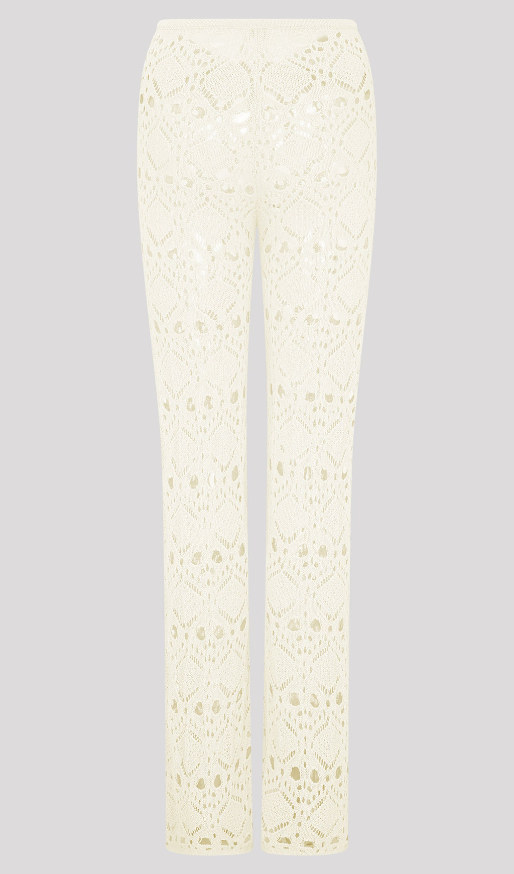 Bandage Knit Top & Crochet Knit Pants In Ivory