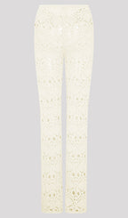Bandage Knit Top & Crochet Knit Pants In Ivory