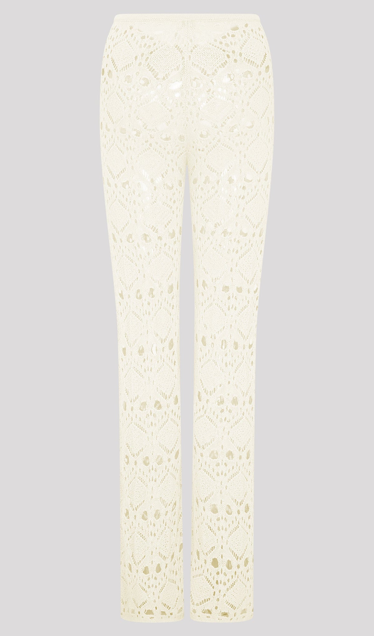 Bandage Knit Top & Crochet Knit Pants In Ivory