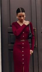 Red Knitted Midi Dress