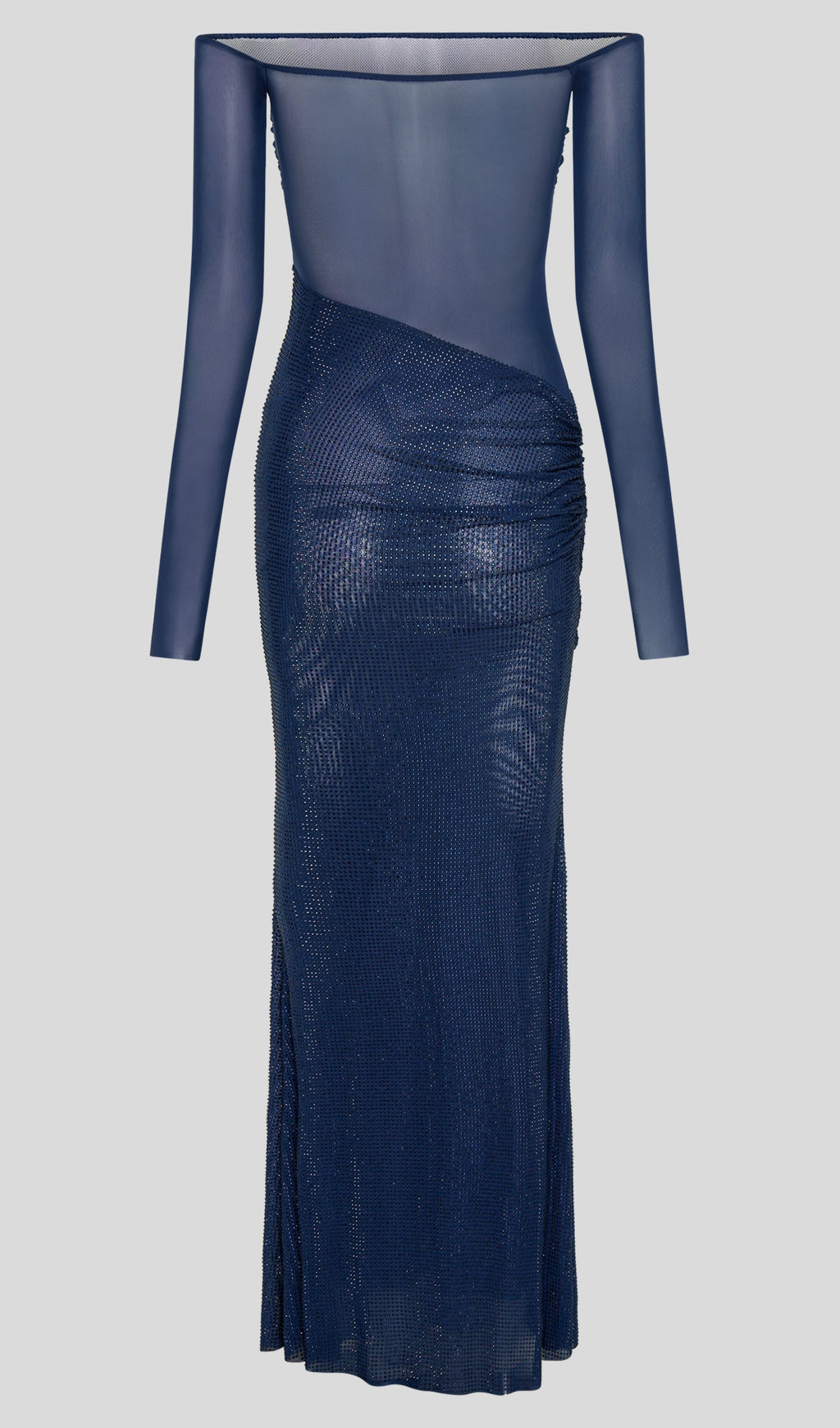 Diamante Off Shoulder Maxi Dress In Navy