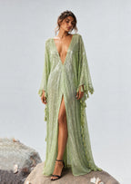 Kagami Knitted sequined tassel maxi dress