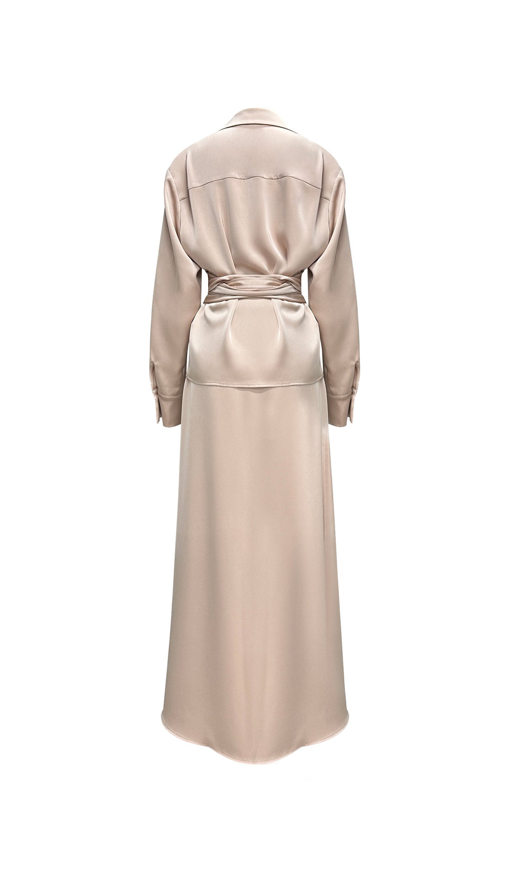 Solid Satin Shirt Maxi Dress Sets