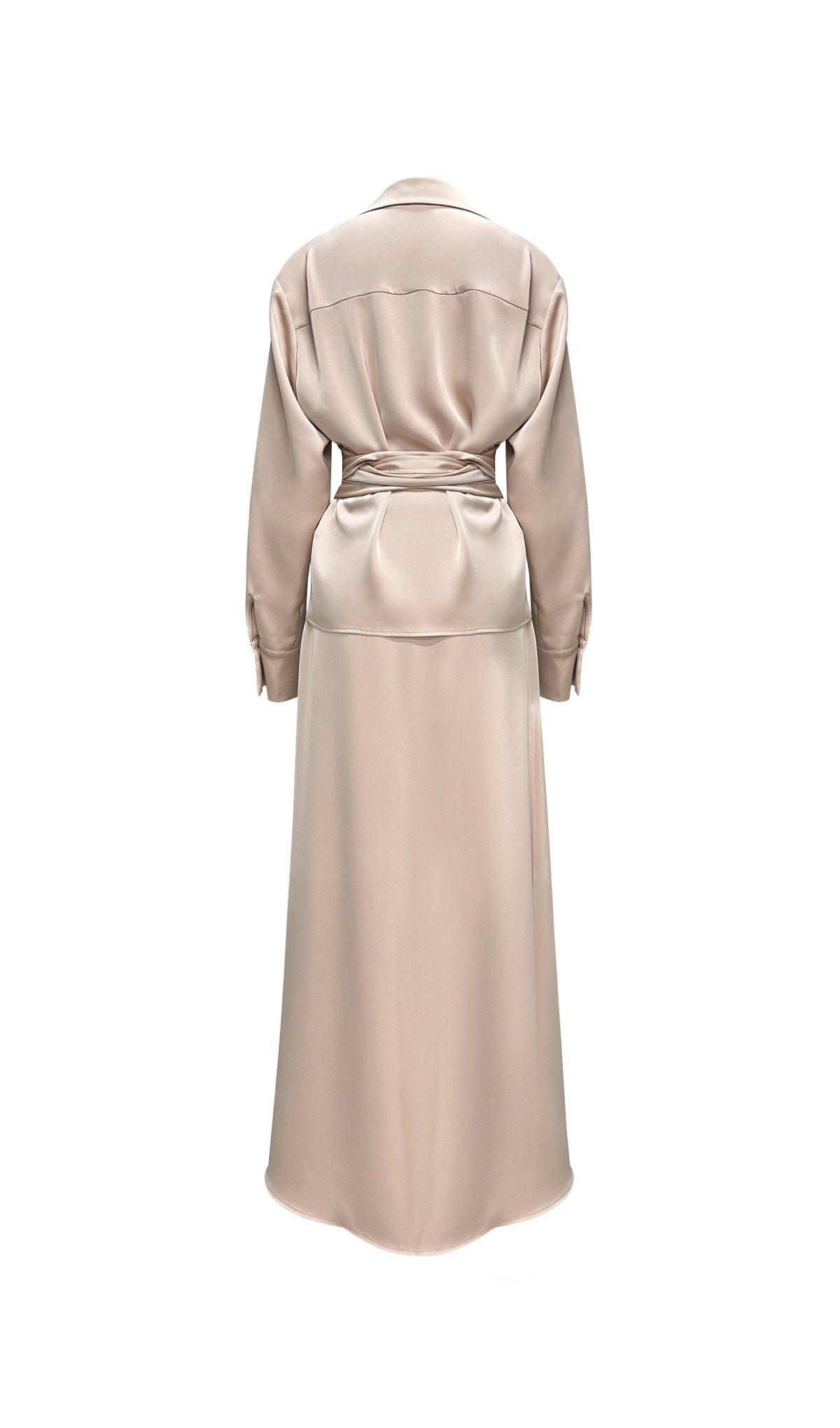 Solid Satin Shirt Maxi Dress Sets