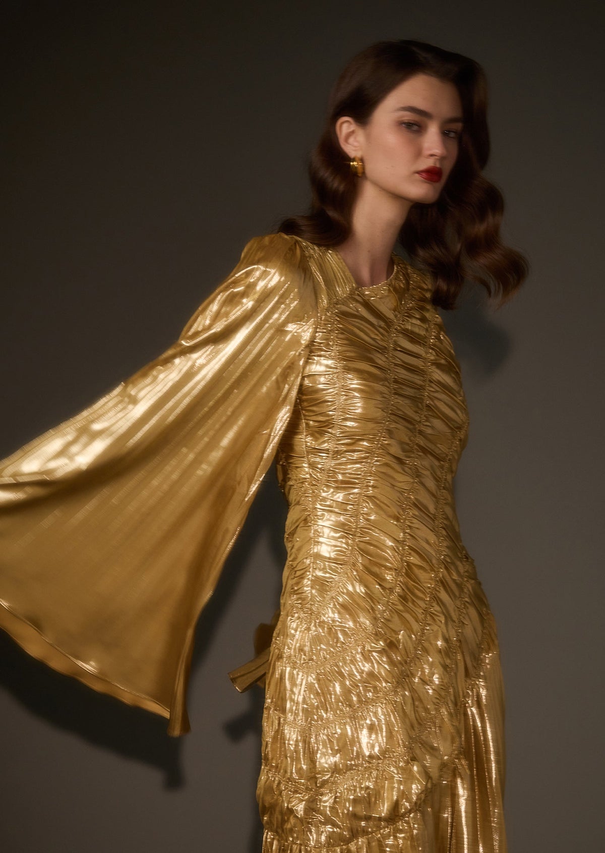 Metallic Maxi Dress In Gold