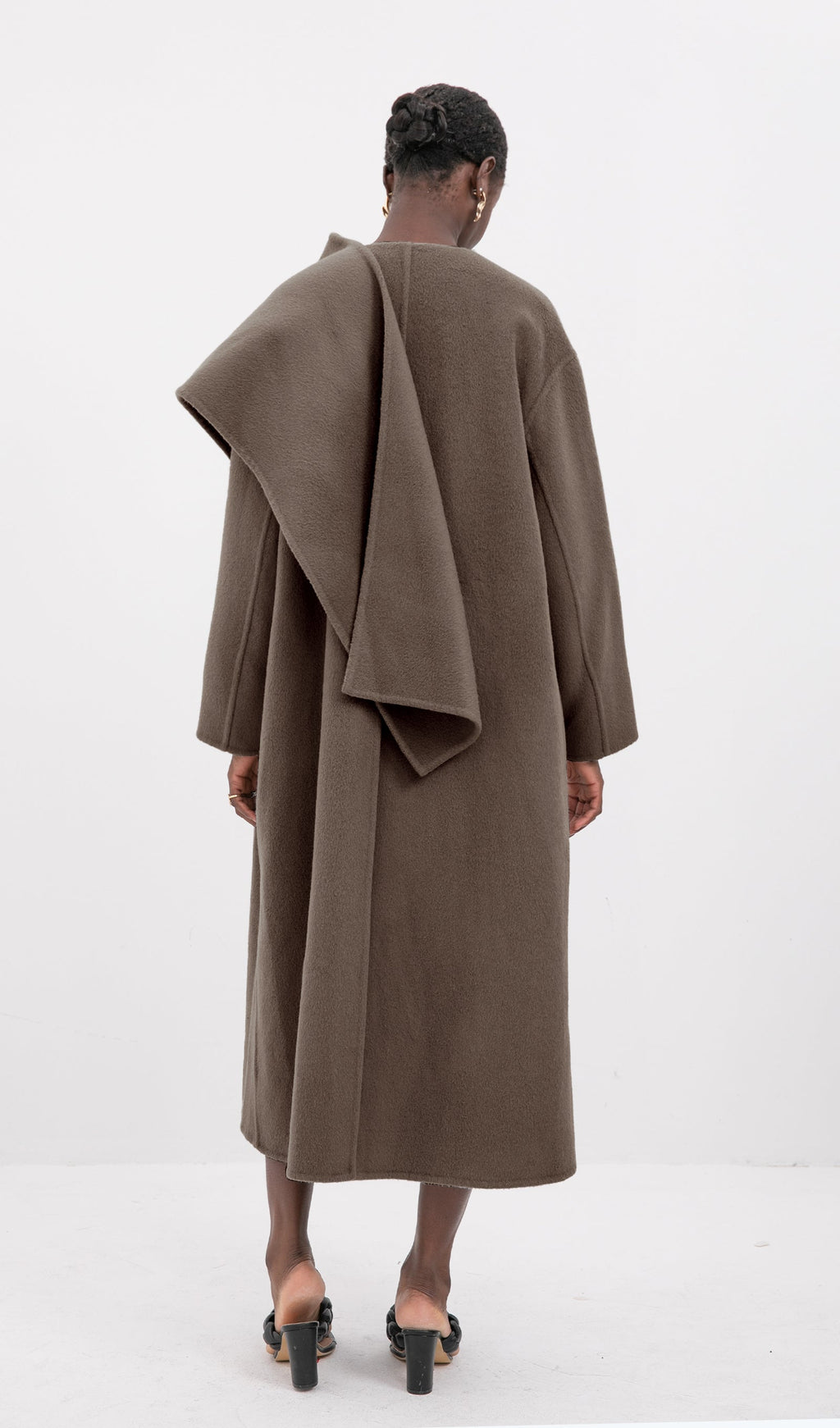 Trendy Oversized Cape Style Coat-Coffee