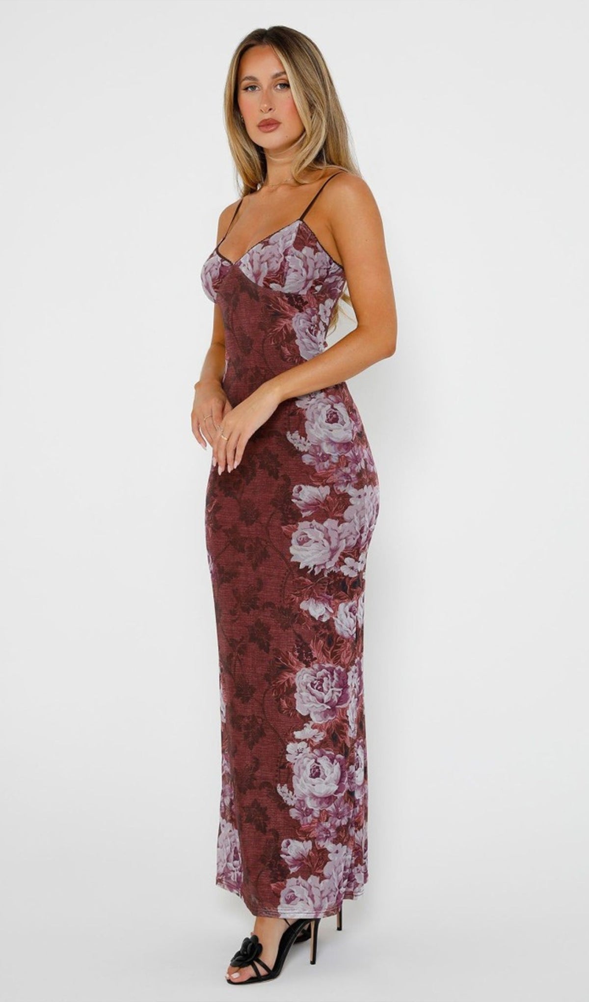 Floral Rose Stripe Maxi Dress