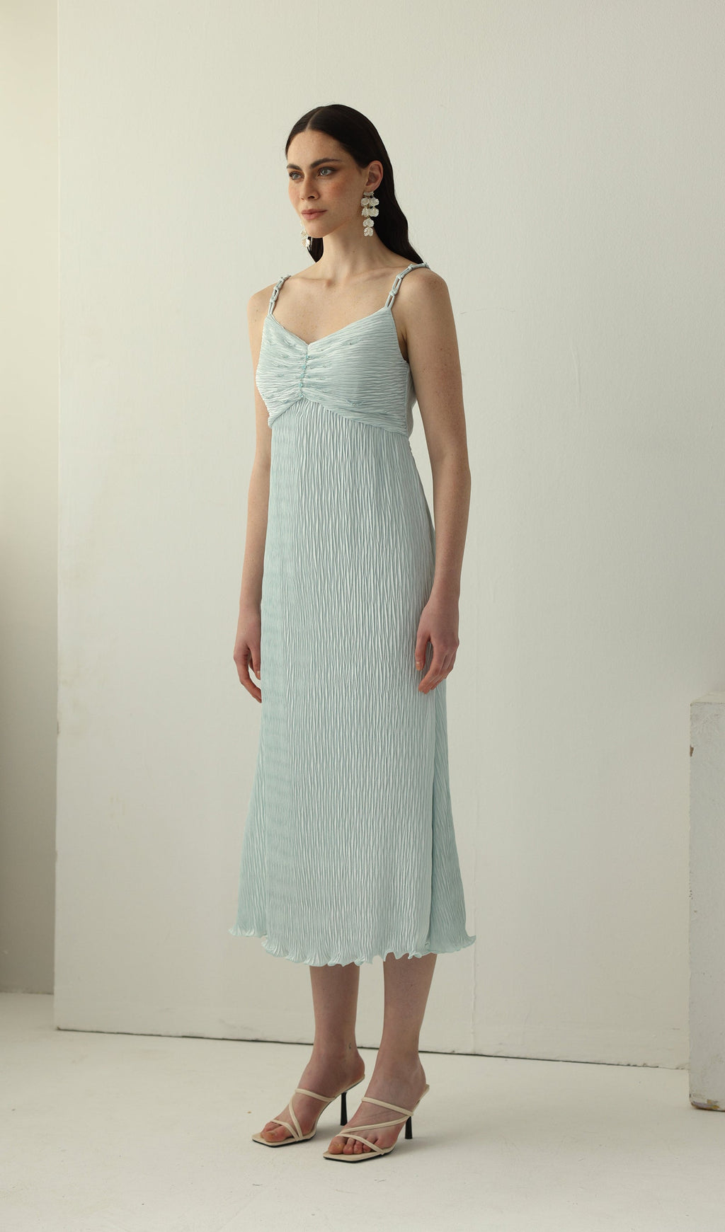 Solid Texture Slip Midi Dress
