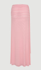 Mesh Top & Maxi Skirt In Pink