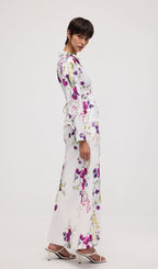 Floral Print Satin Maxi Skirt Two Piece Sets