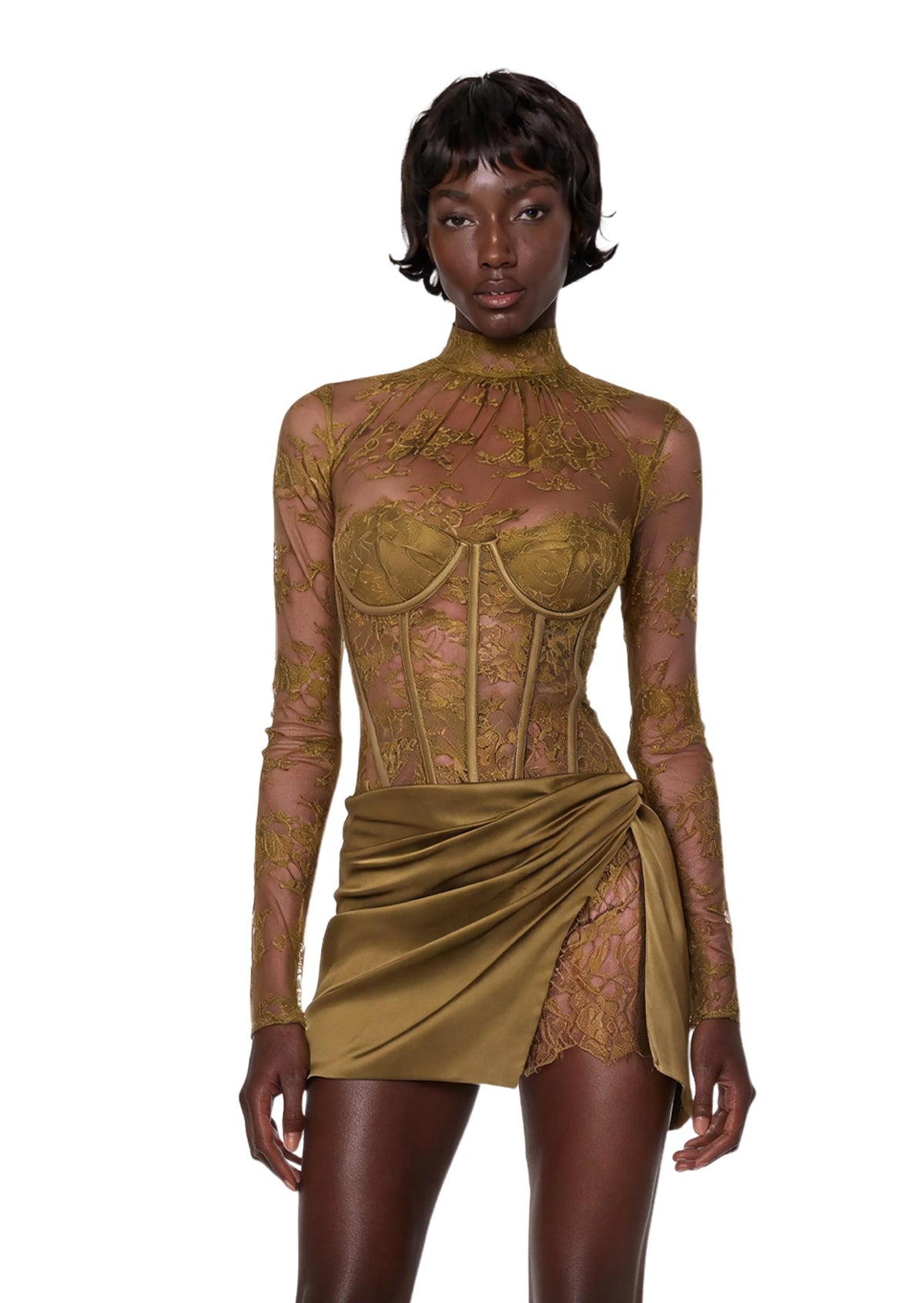 Mana Long Sleeved Lace Bodysuit & Skirt Set