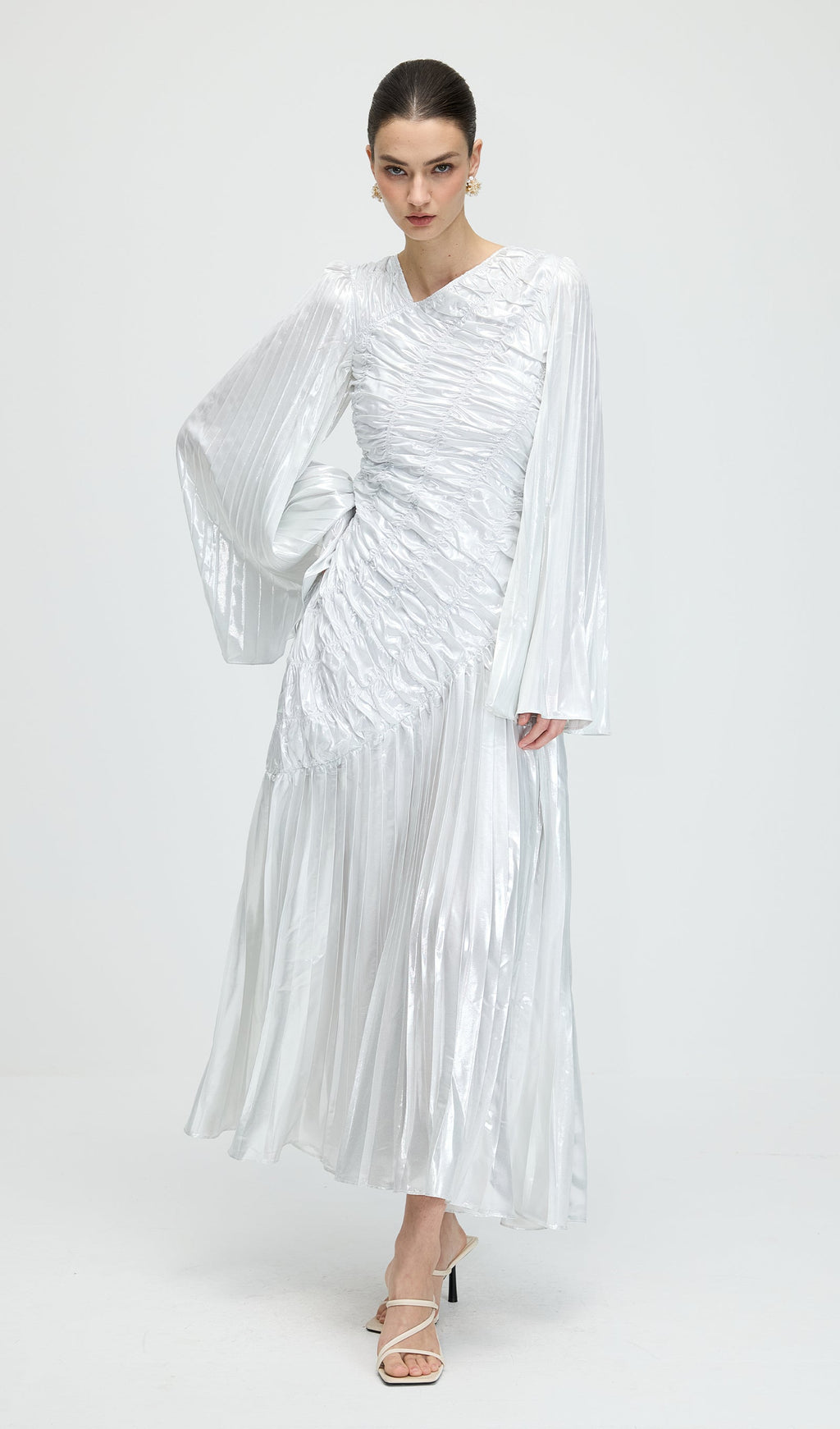 Metallic Long Sleeve Maxi Dress