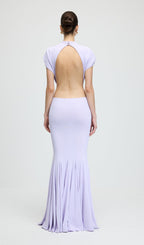 Jersey  Cut Out Detail Bow Maxi Dress In Purple