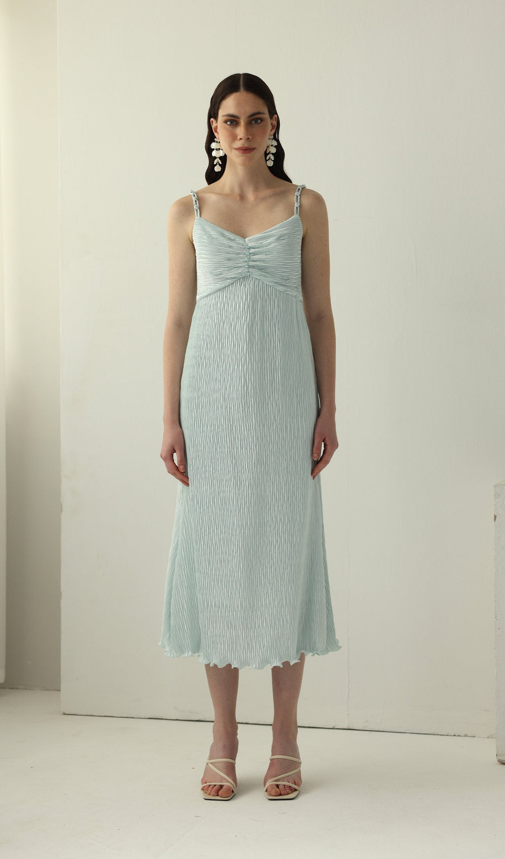 Solid Texture Slip Midi Dress