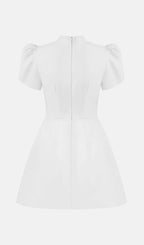 Mini Dress With High Collar In White