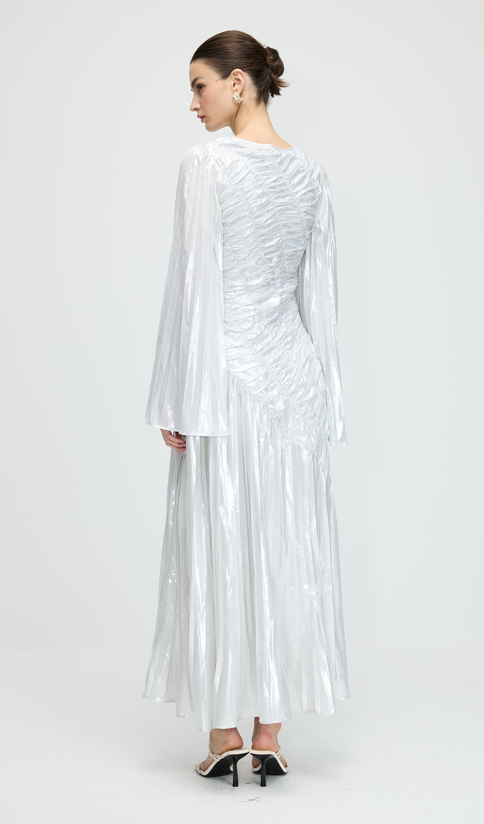 Metallic Long Sleeve Maxi Dress