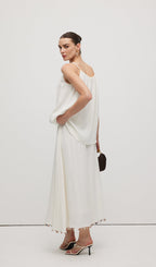 Cotton And Linen Lace Up Midi Skirt Sets