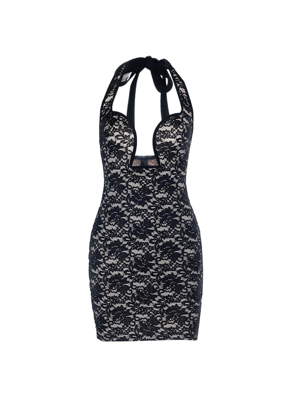 Jachai Halter Neck Lace Mini Dress