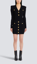 V Neck Knitted Mini Dress