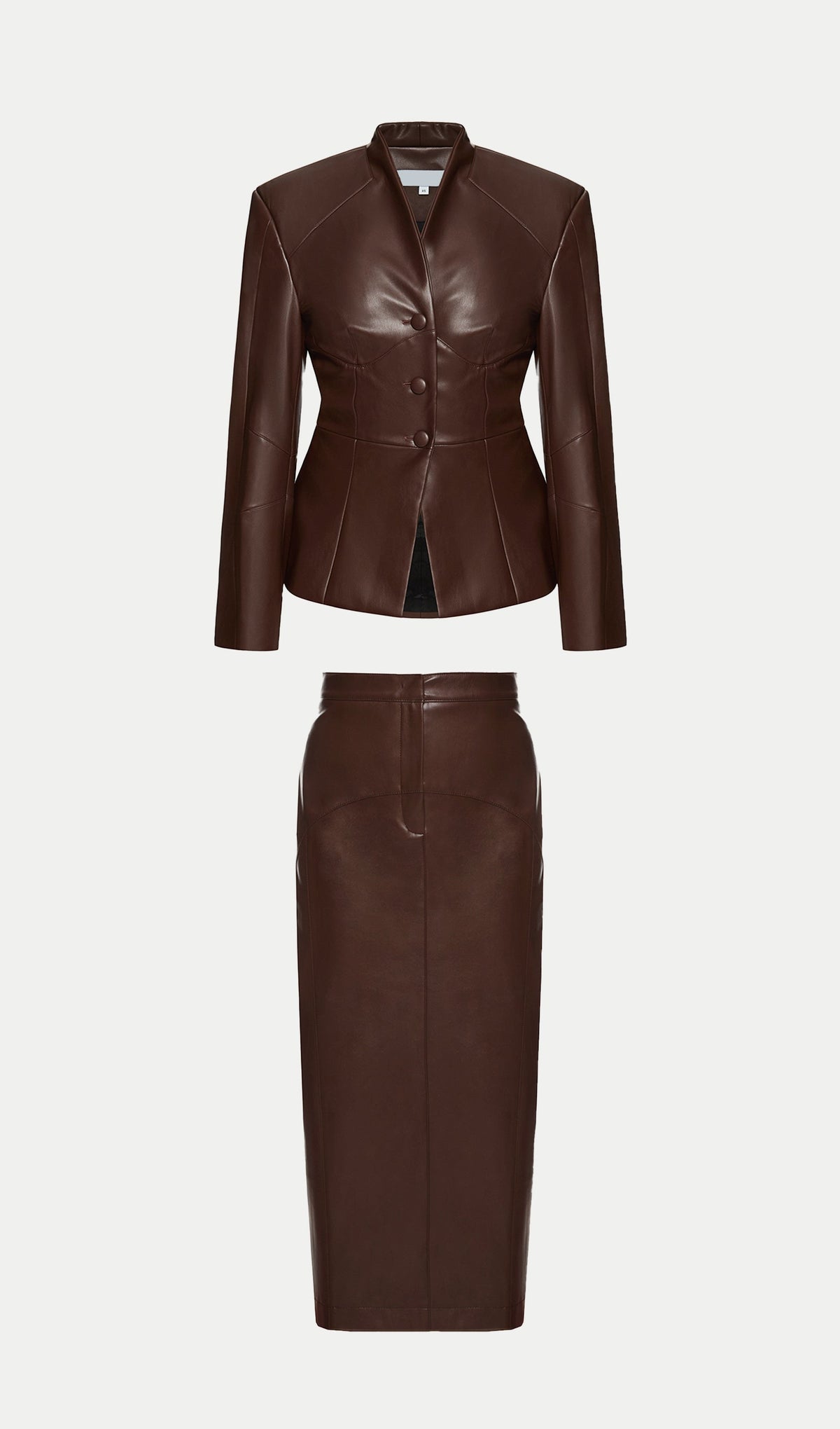 Faux Leather Jacket & Midi Skirt Set