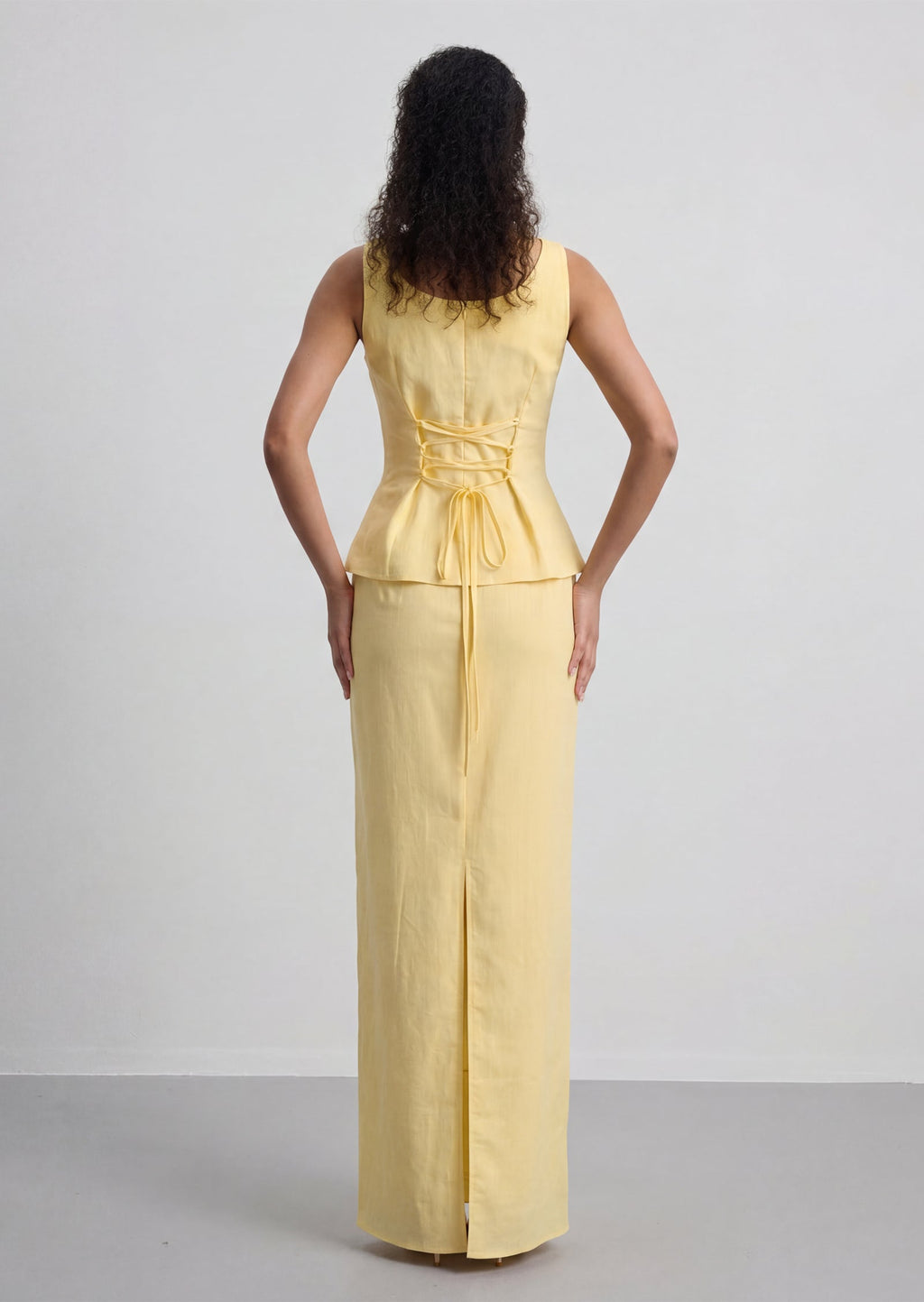 Alexis Linen Two Piece Set In Yellow