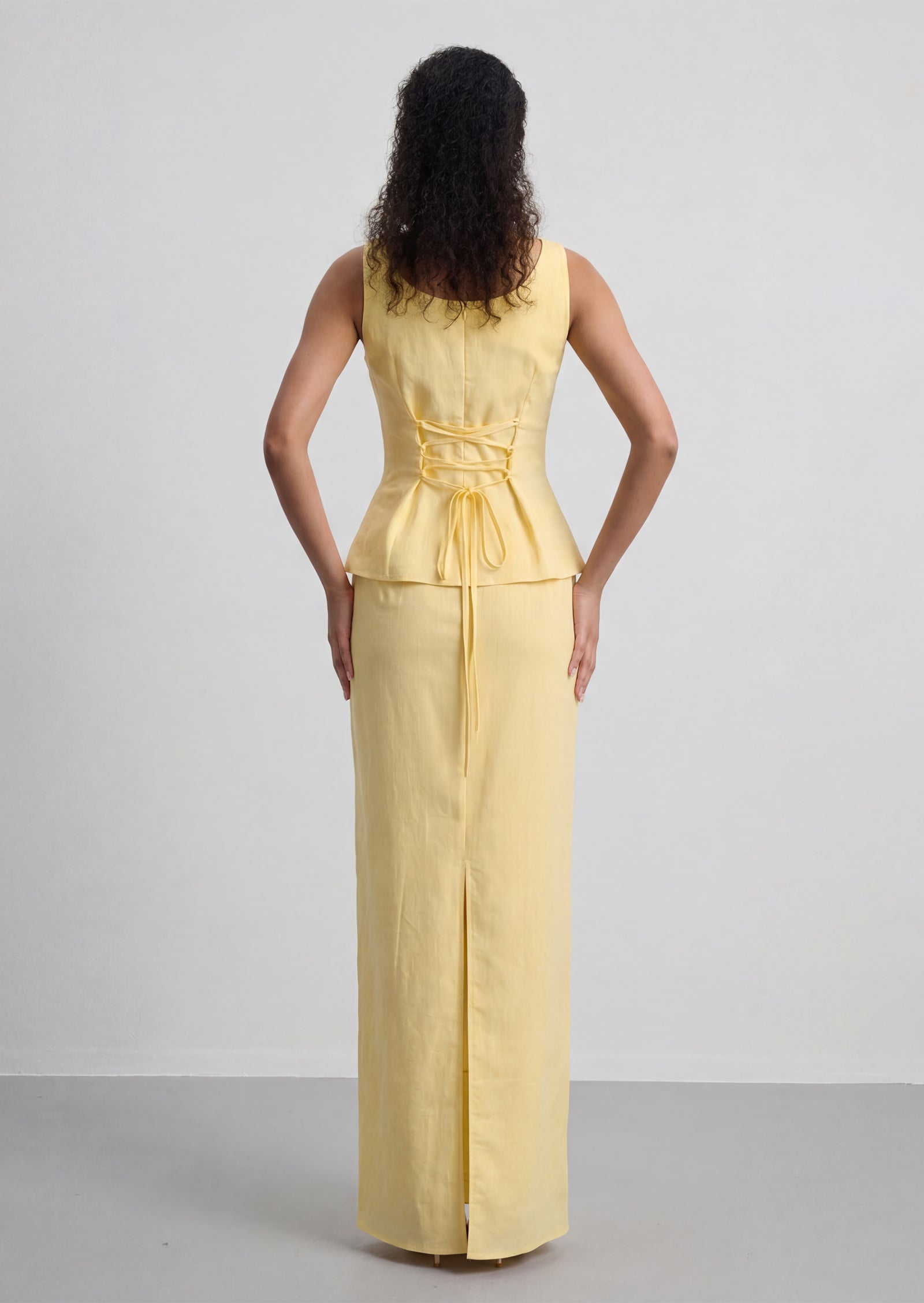 Alexis Linen Two Piece Set In Yellow