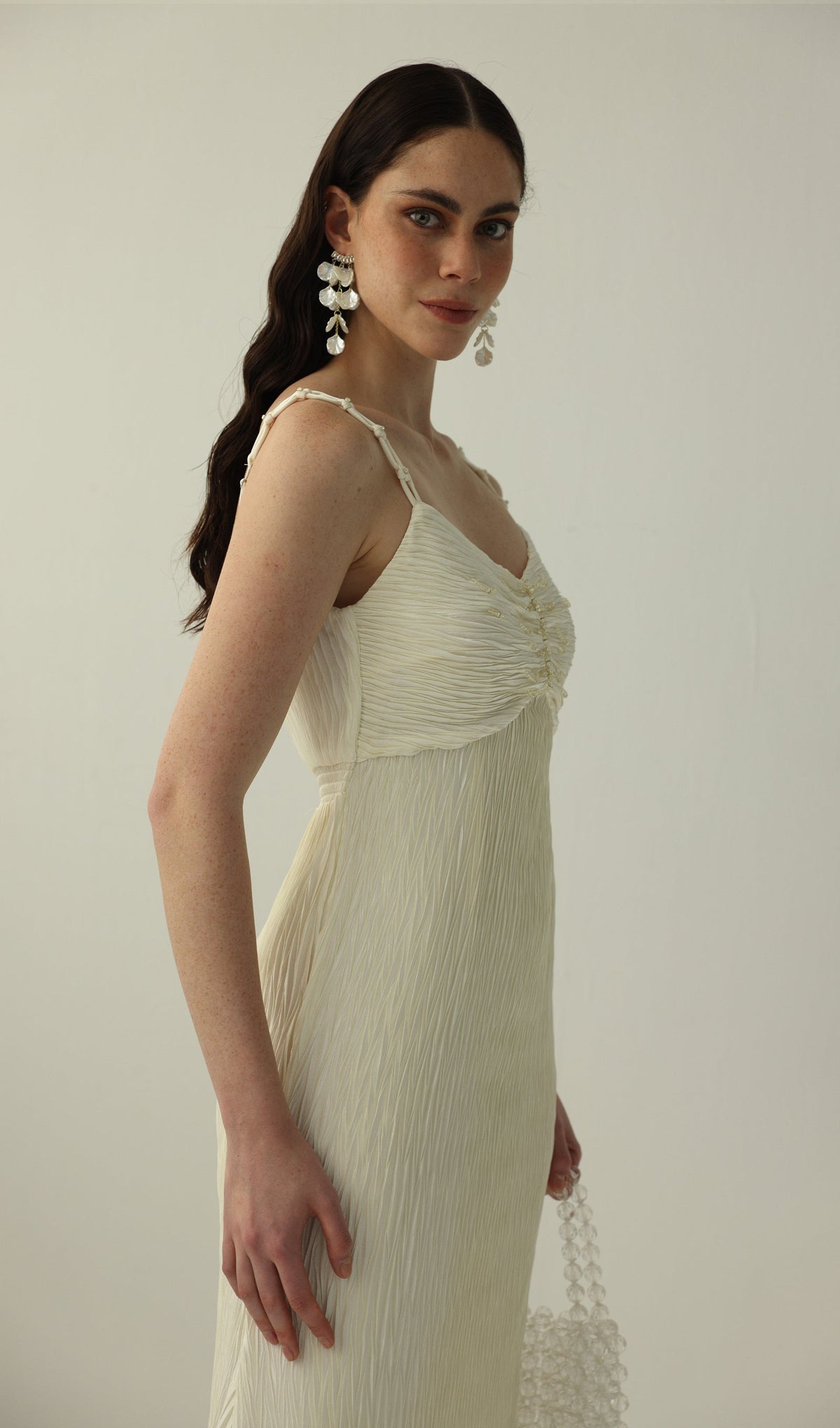 Solid Texture Slip Midi Dress