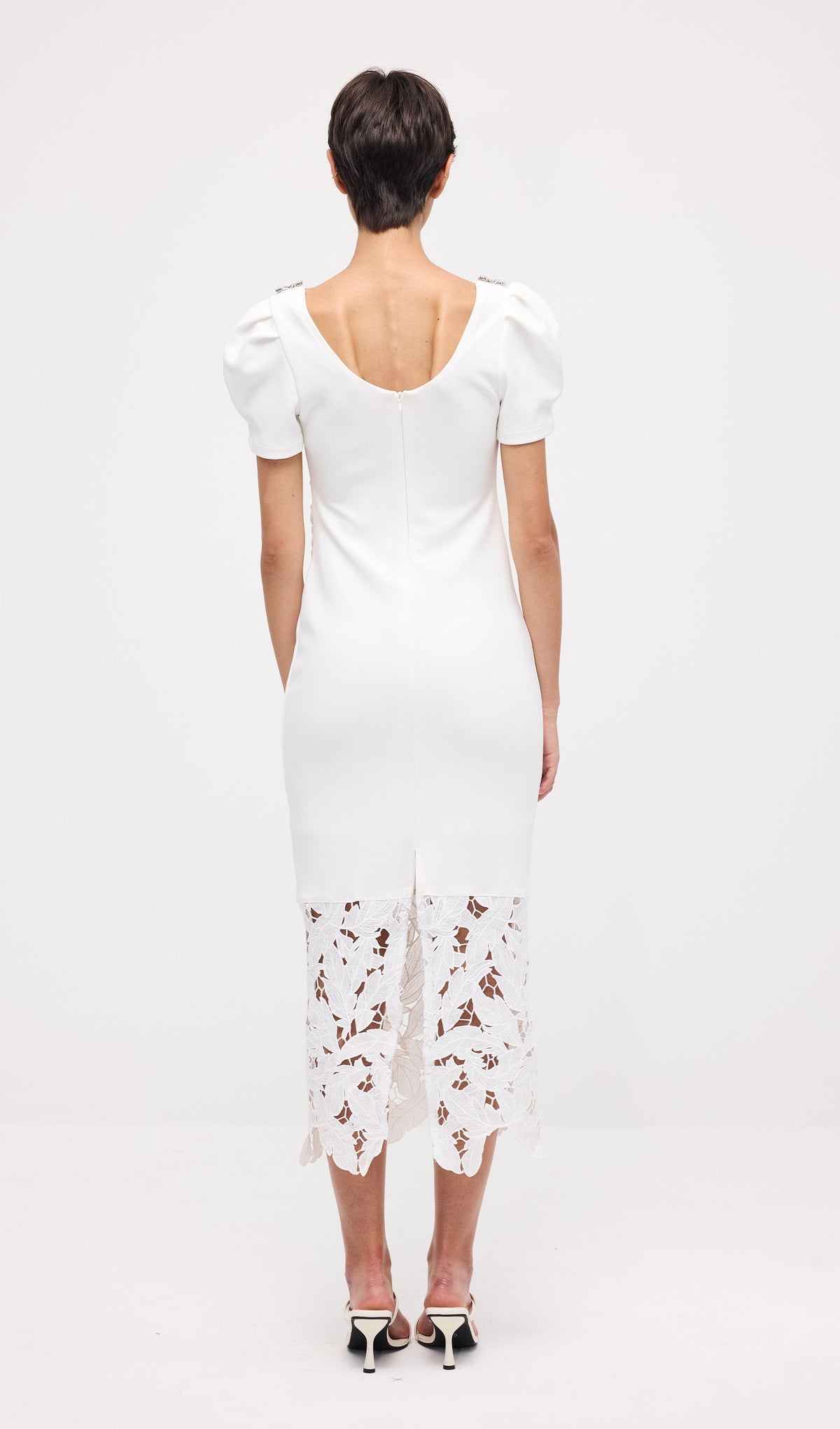 Embellished Applique Cutout Midi Dress