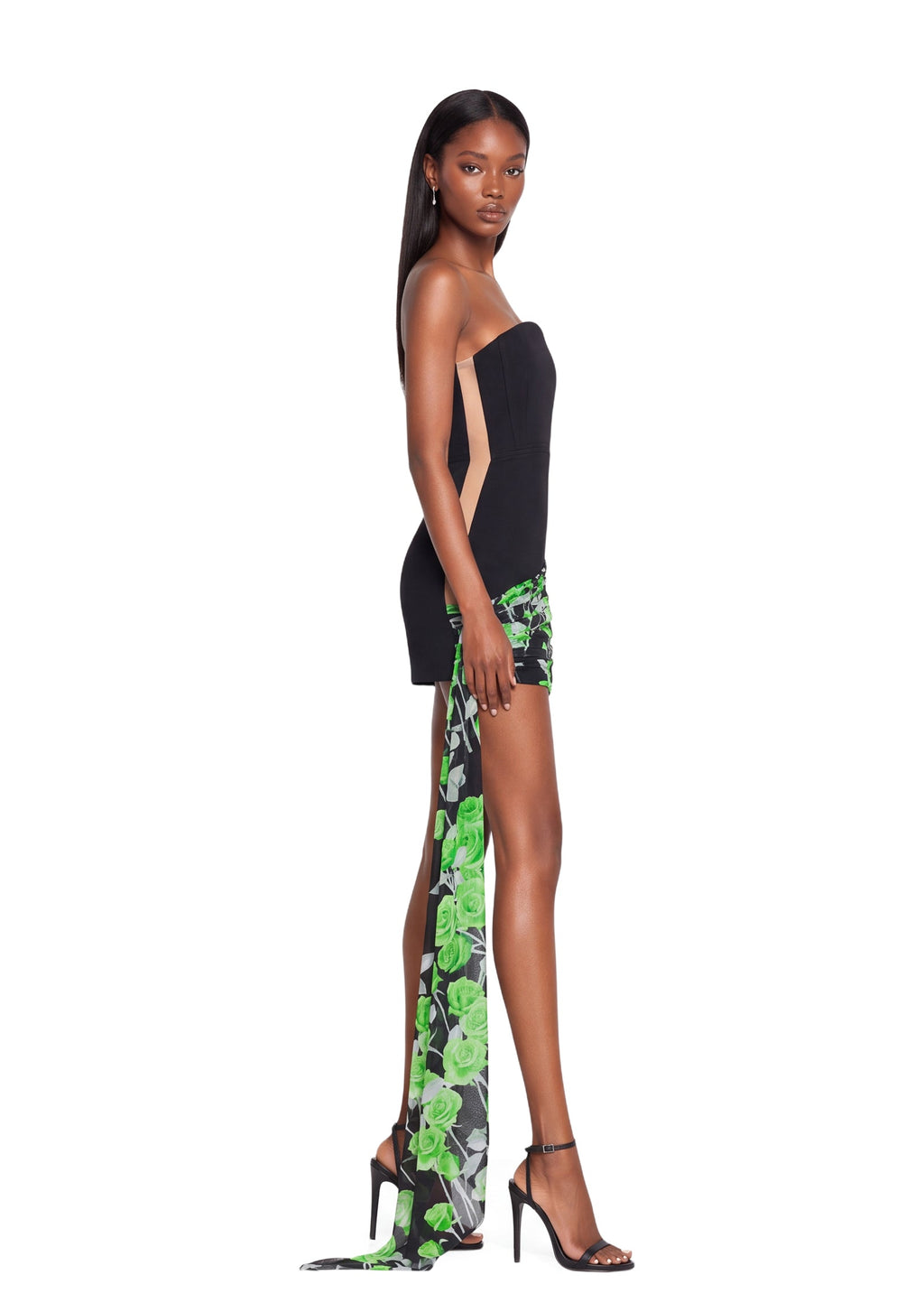 Jabilo Strapless Printed Ribbon Mini Dress