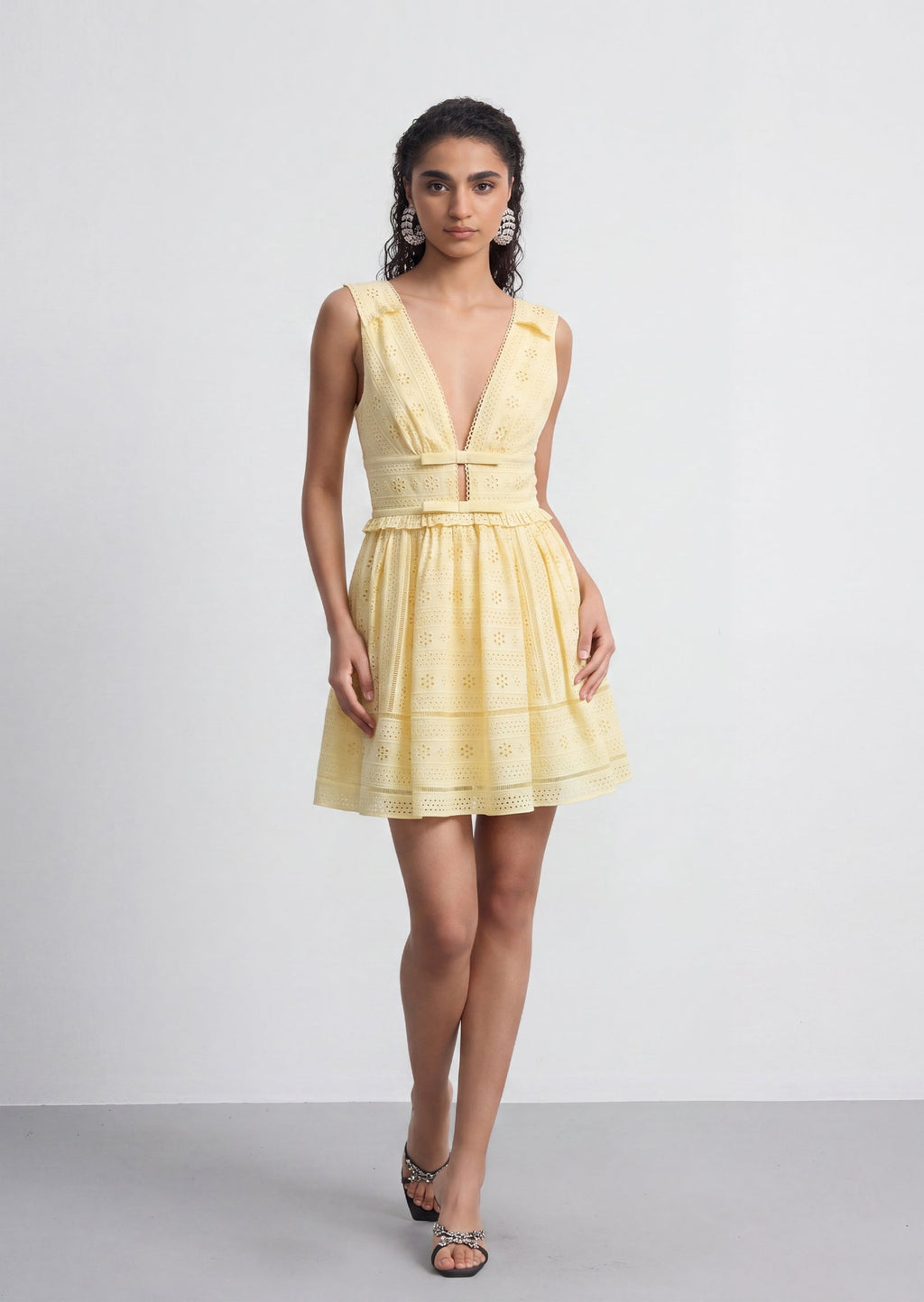 Luella V Neck Mini Dress In Yellow