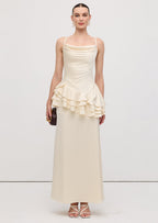 Sleeveless Layered Ruffled Maxi Dress Champagne