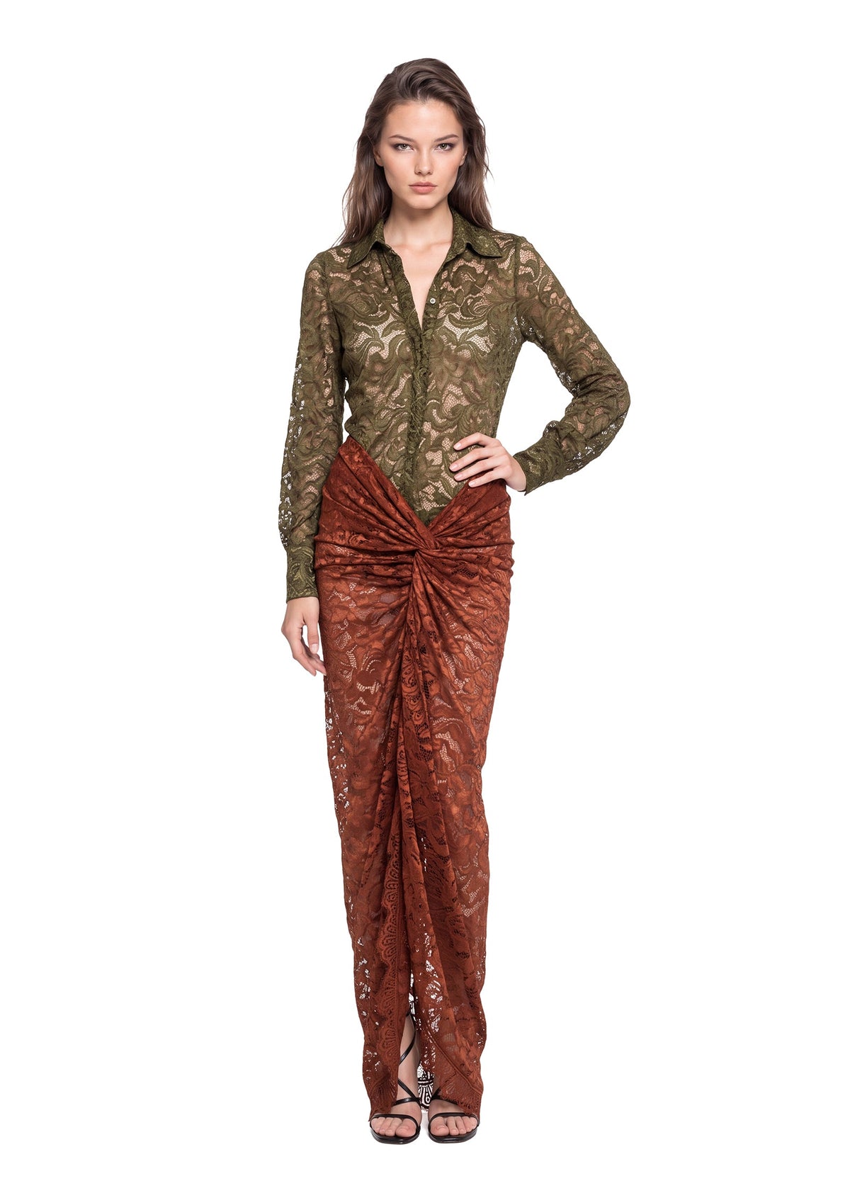 Jaala Long Sleeve Top & Side Slit Skirt Set