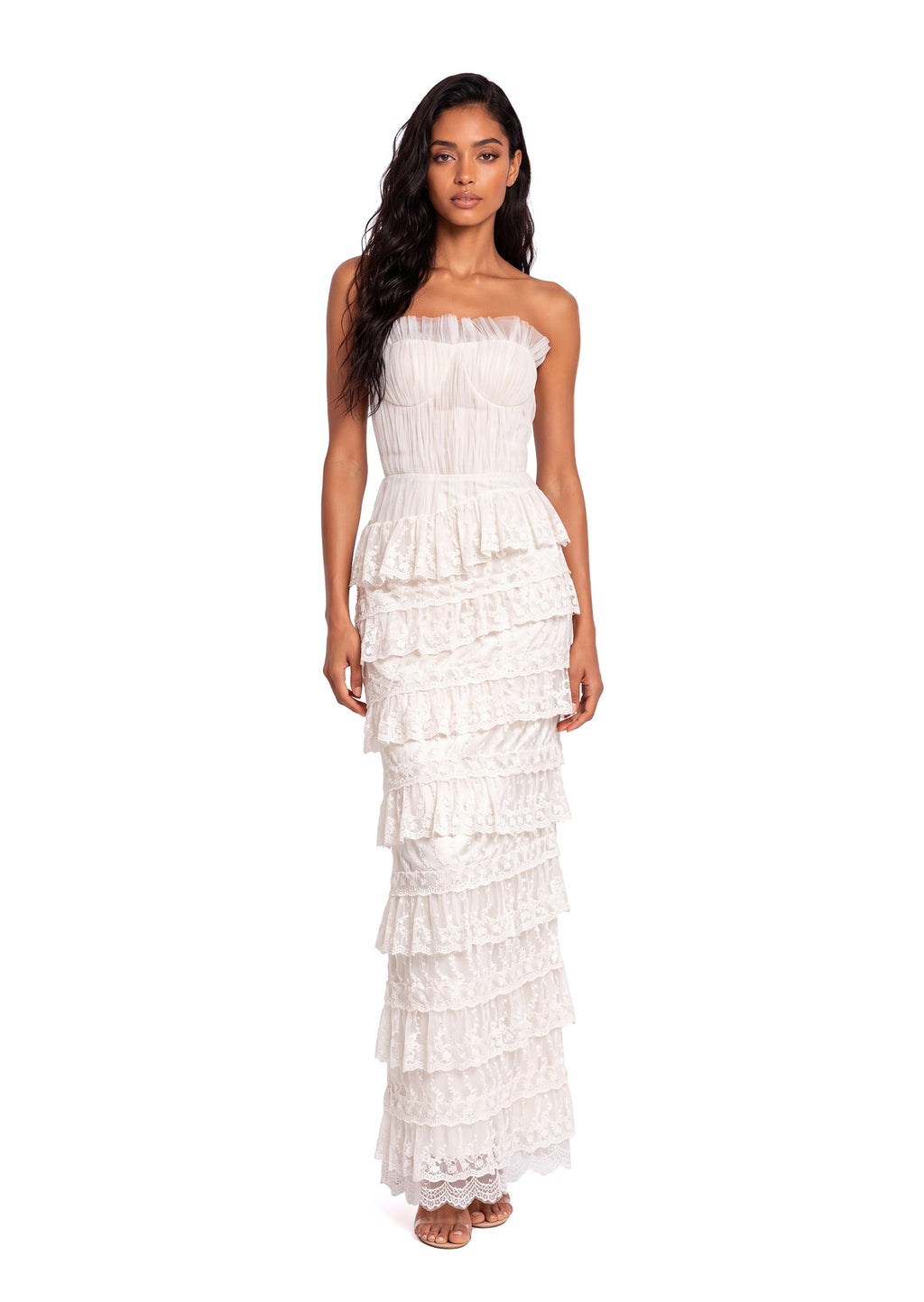 Oakes Strapless Tiered Ruffle Maxi Dress
