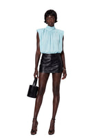 Mihewi Pleated Turtleneck Sleeveless Shirt