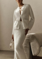 Fluffy Knitted Cardigan & Maxi Skirt Set