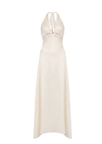 Bayou Halter Neck Deep V Satin Maxi Dress